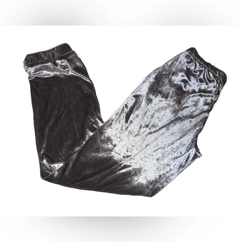 Zara Trafaluc Silver Velvet Jogger Pants Size Small‎